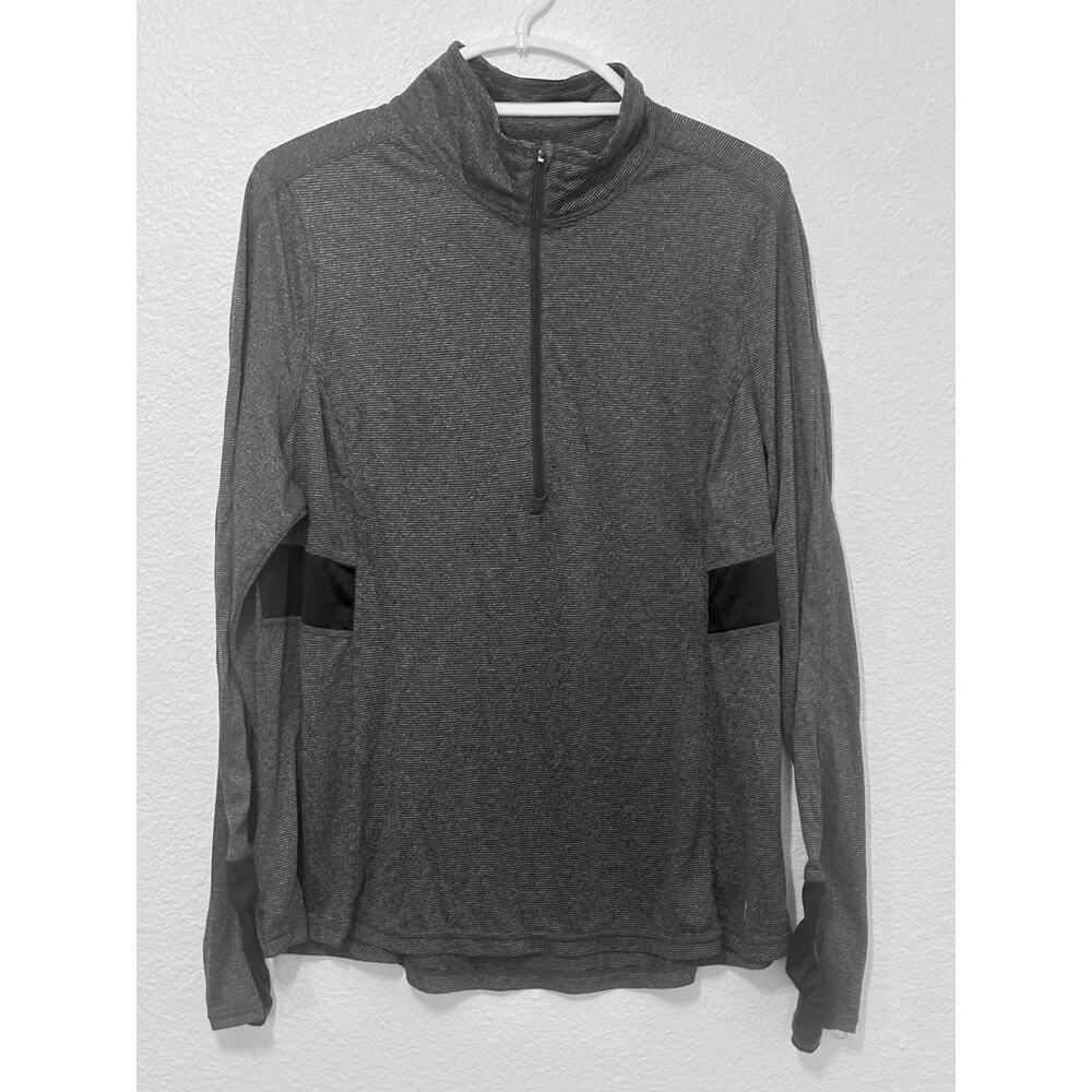 Danskin XL Semi-Fitted Quarter Zip Activewear Top with Mesh accents Striped